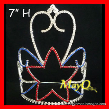 Colored Rhinestone Tall Star Patriotic Pageant Crown